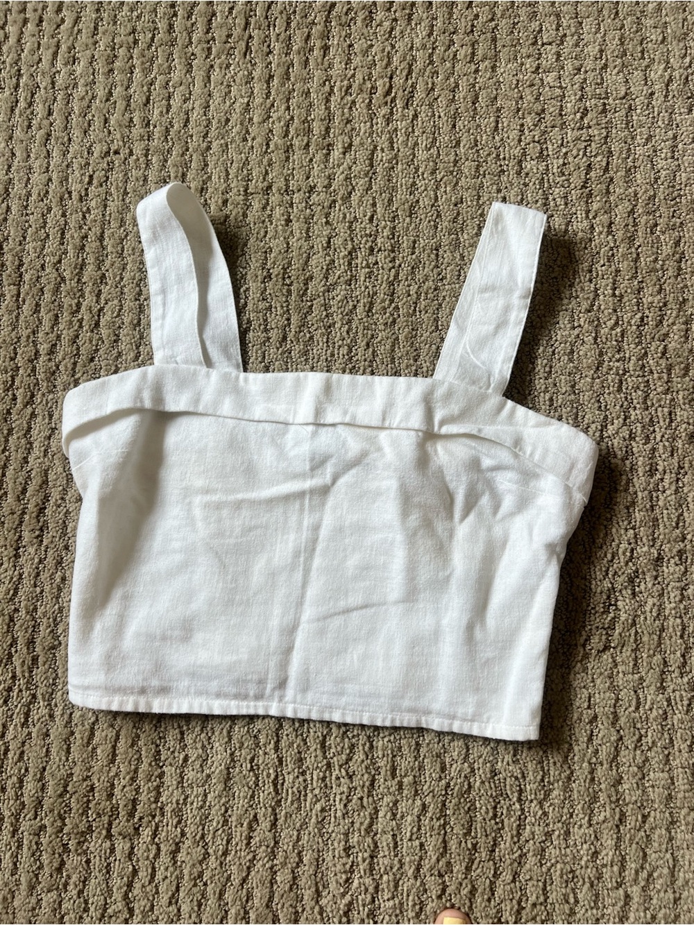 Abercrombie & Fitch White Square-Neck Crop Top with Wide Straps